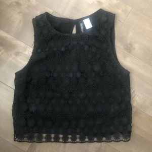 Black Floral Crop Top